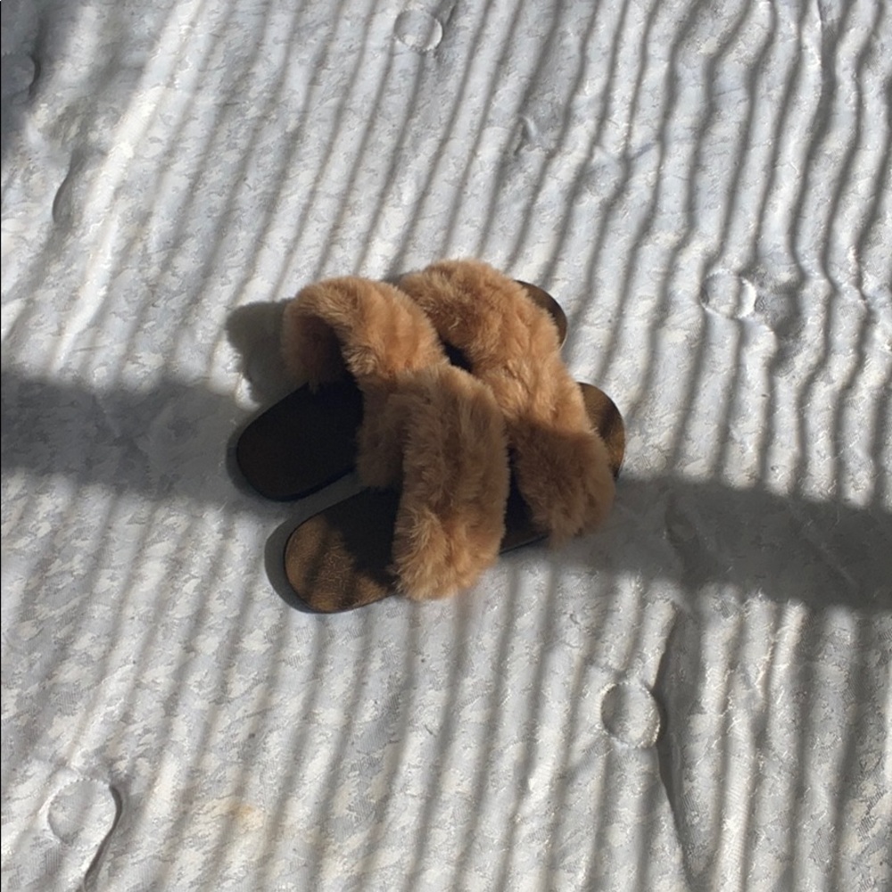 Brown and white fur slides